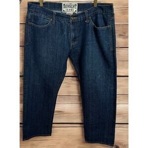 Men's Revolve Dark Wash Straight Leg Jeans Sz 38X30 Cotton Blend Low-Rise